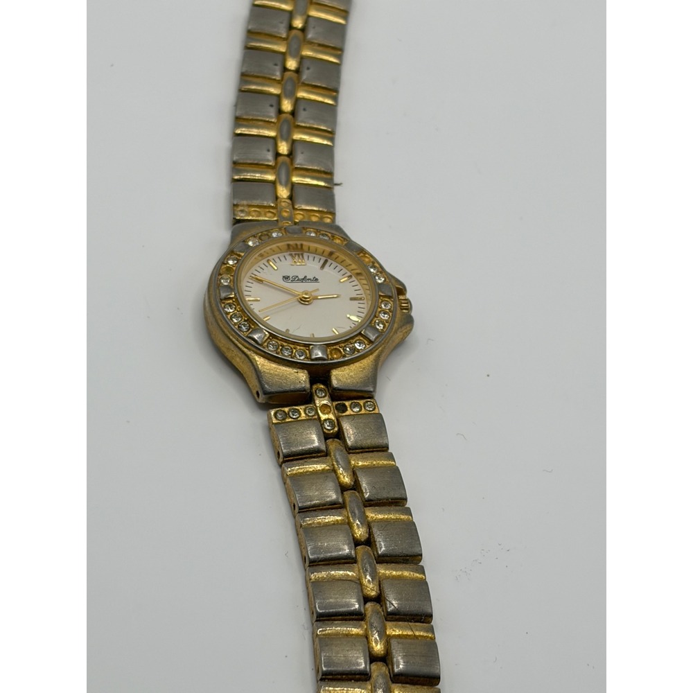 Dufonte Womens Gold Tone Silver Tone Crystal Bezel Watch Japan Movt - Picture 7 of 7